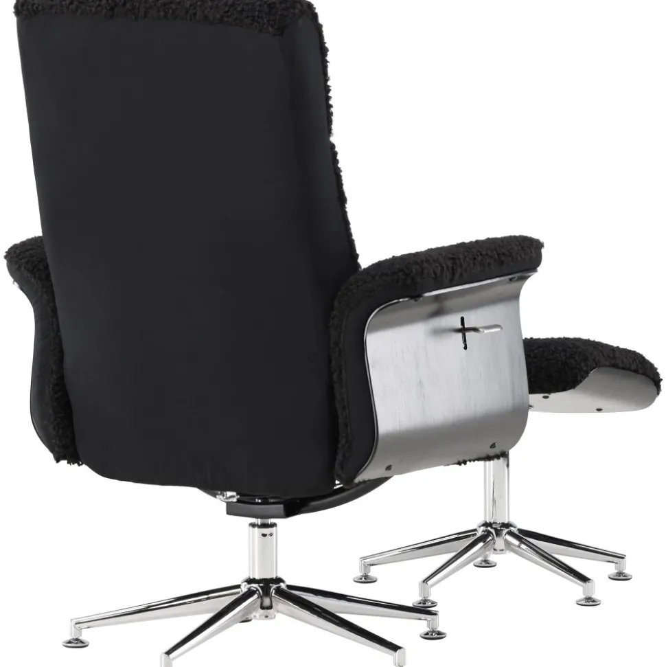 Reclinerfåtölj med fotpall Svart / Krom - Hagön + Fläckborttagare för möbler