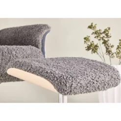 Reclinerfåtölj med fotpall - Grå fårskinnsimitation/whitewash ek + Fläckborttagare för möbler