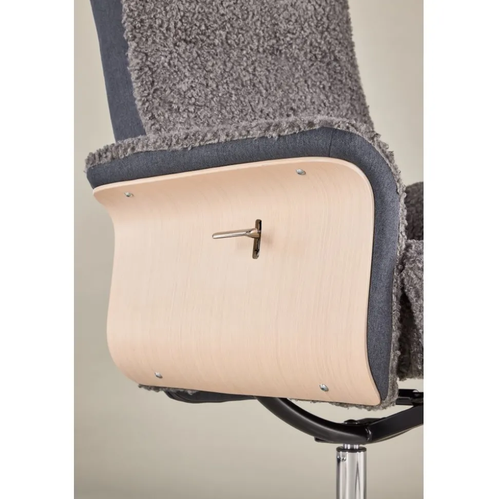 Reclinerfåtölj med fotpall - Grå fårskinnsimitation/whitewash ek + Fläckborttagare för möbler