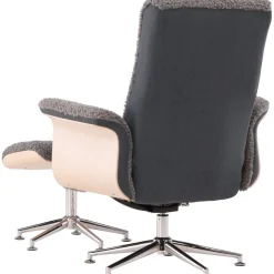 Reclinerfåtölj med fotpall - Grå fårskinnsimitation/whitewash ek + Fläckborttagare för möbler