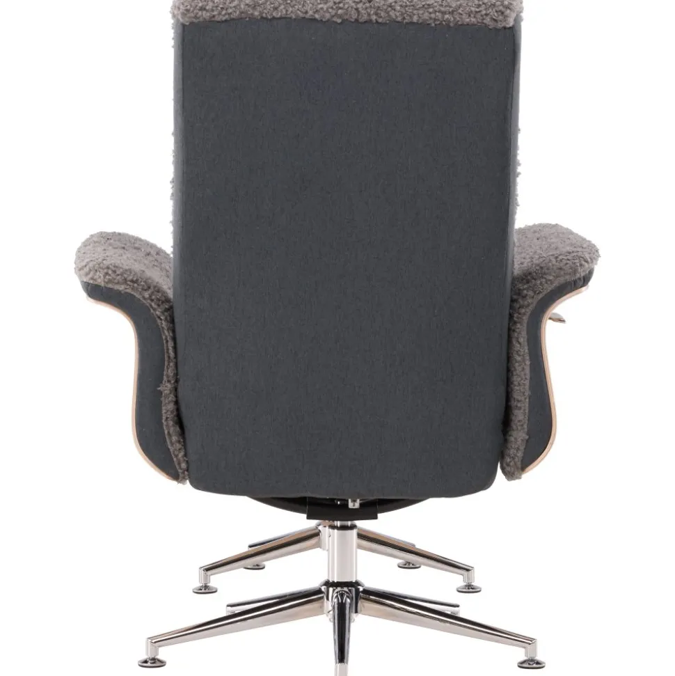 Reclinerfåtölj med fotpall - Grå fårskinnsimitation/whitewash ek + Fläckborttagare för möbler