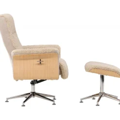 Reclinerfåtölj med fotpall Beige / Ek - Hagön + Fläckborttagare för möbler