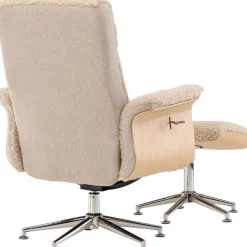 Reclinerfåtölj med fotpall Beige / Ek - Hagön + Fläckborttagare för möbler