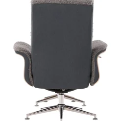 Reclinerfåtölj med fotpall - Grå fårskinnsimitation/whitewash ek