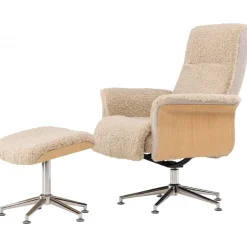 Reclinerfåtölj med fotpall Beige / Ek - Hagön + Textilrengöring för möbler