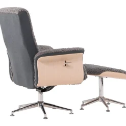 Reclinerfåtölj med fotpall - Grå fårskinnsimitation/whitewash ek + Textilrengöring för möbler