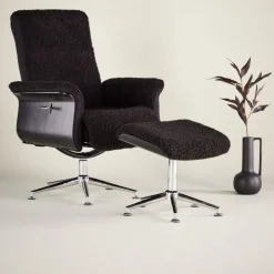 Reclinerfåtölj med fotpall Svart / Krom - Hagön