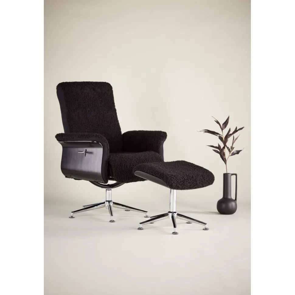Reclinerfåtölj med fotpall Svart / Krom - Hagön