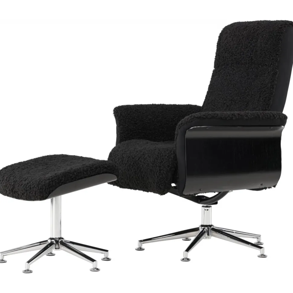 Reclinerfåtölj med fotpall Svart / Krom - Hagön