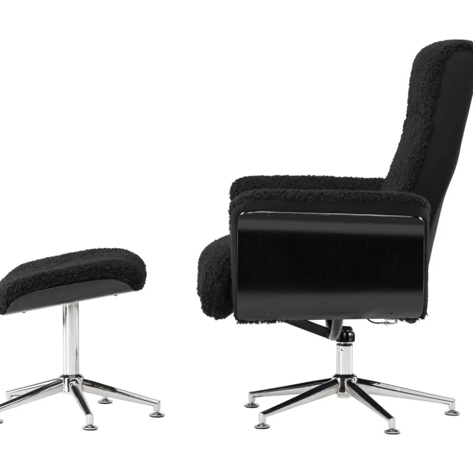 Reclinerfåtölj med fotpall Svart / Krom - Hagön