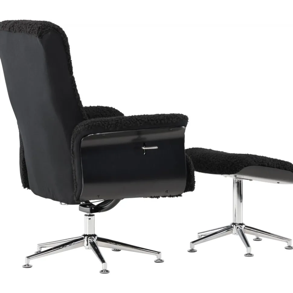Reclinerfåtölj med fotpall Svart / Krom - Hagön