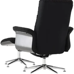 Reclinerfåtölj med fotpall Svart / Krom - Hagön + Textilrengöring för möbler