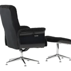 Reclinerfåtölj med fotpall Svart / Krom - Hagön + Textilrengöring för möbler