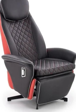 Reclinerfåtölj svart / röd - Camaro lyx + Textilrengöring för möbler