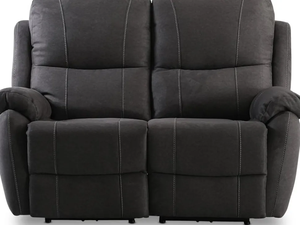 Reclinersoffa - 2-sits (el) i antracit microfibertyg
