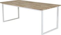Regald matbord 200 cm - Vit/ljus teak