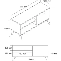 Retro TV-bänk 90 cm - Ek