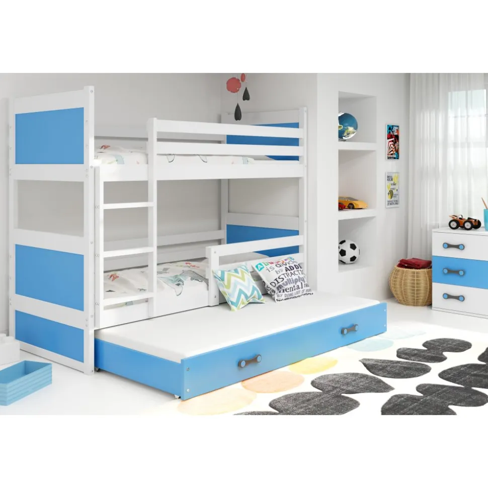 Århus våningssäng med tre bäddar - Vit/blå