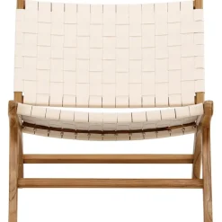 Rike loungestol - Cream PU/teak
