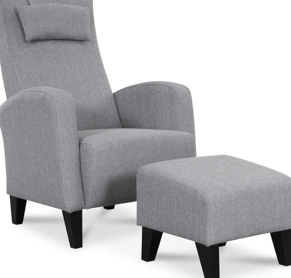 Rondö fåtölj med fotpall - Ljusgrå