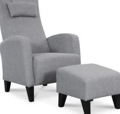 Rondö fåtölj med fotpall - Ljusgrå + Fläckborttagare för möbler