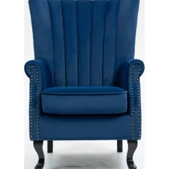 Öronlappsfåtölj i blått sammet