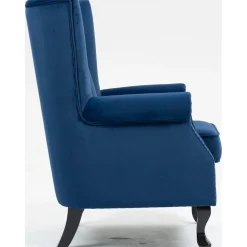 Öronlappsfåtölj i blått sammet