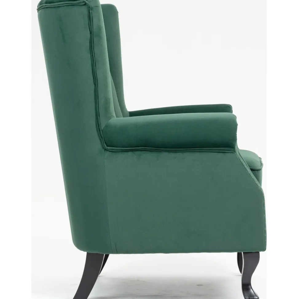 Öronlappsfåtölj i grön sammet