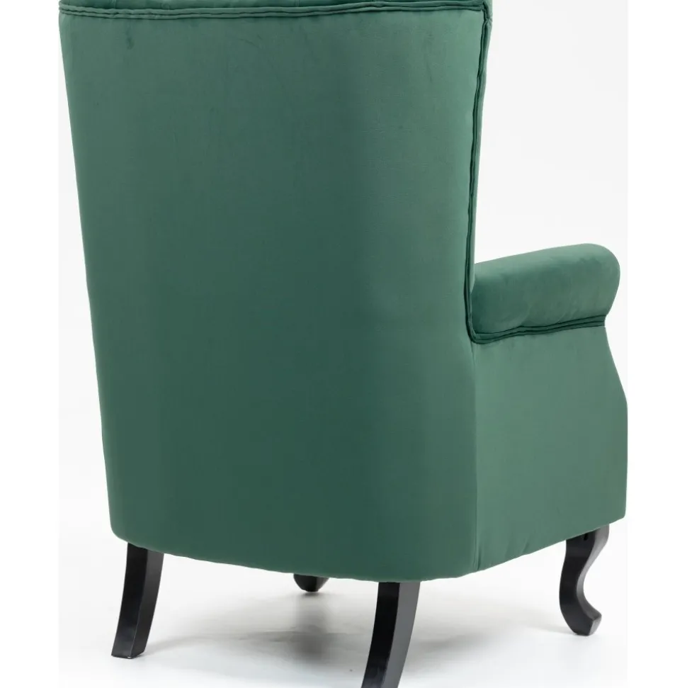 Öronlappsfåtölj i grön sammet