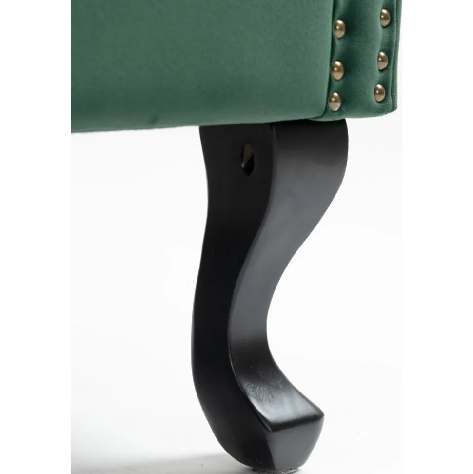 Öronlappsfåtölj i grön sammet