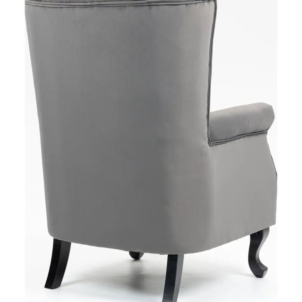 Öronlappsfåtölj i grått sammet