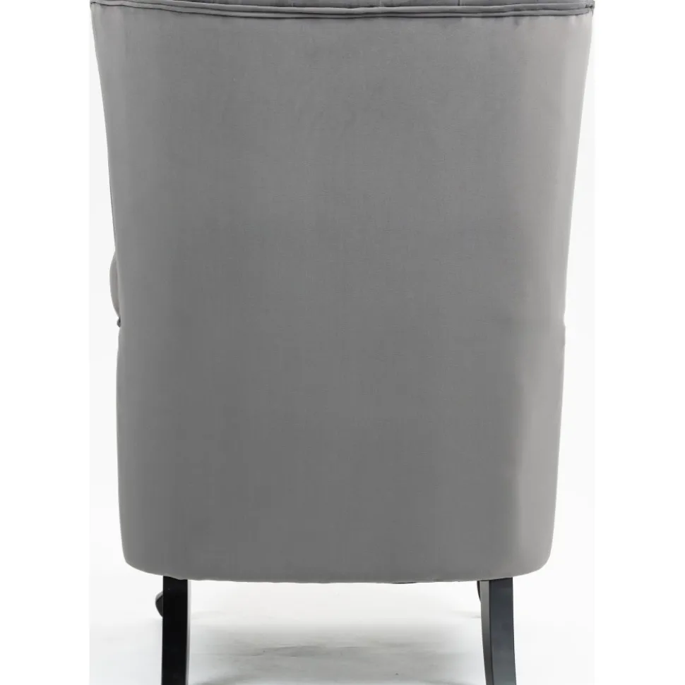 Öronlappsfåtölj i grått sammet