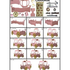 Rosa prinsessvagn barnsäng - 90 x 190 cm