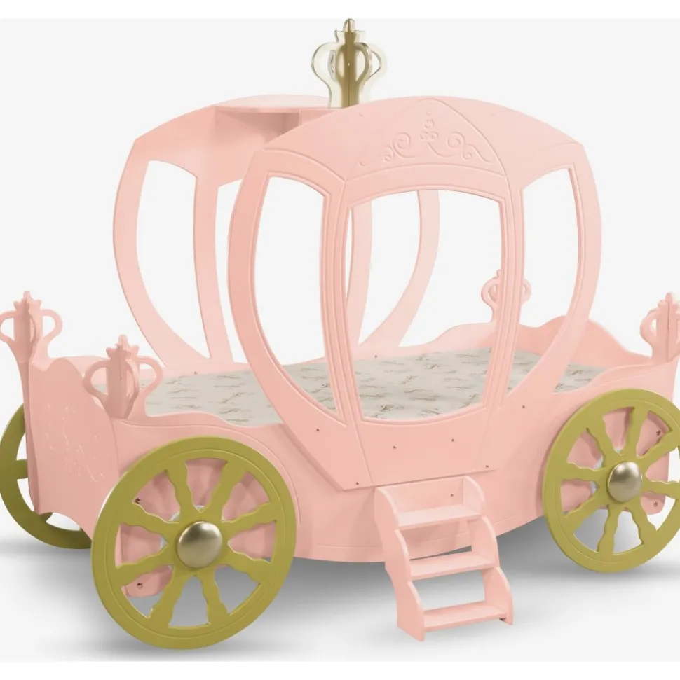 Rosa prinsessvagn barnsäng - 90 x 190 cm