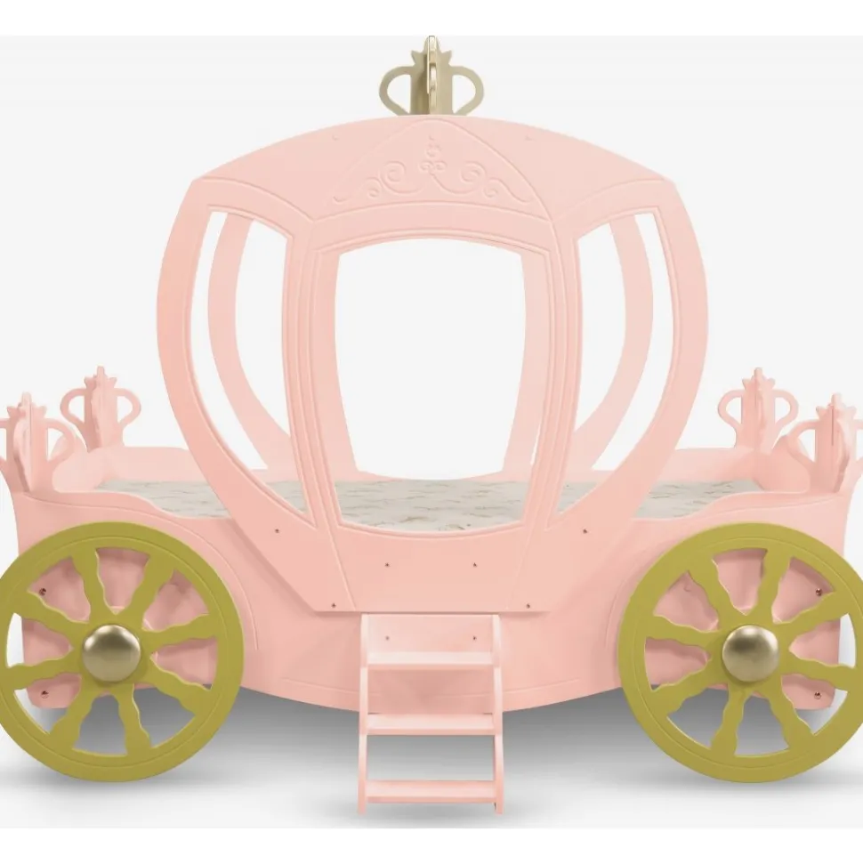 Rosa prinsessvagn barnsäng - 90 x 190 cm