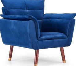 Rosie fåtölj - Blå (Sammet) Valnöt/Mässing