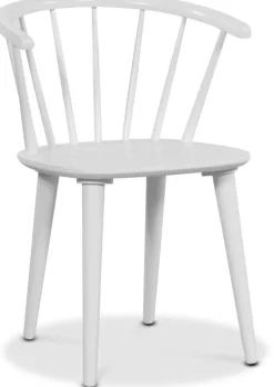 Rosvik matgrupp grått runt bord med 4 st vita Dalsland Pinnstolar + 4.00 x Stolsdyna