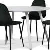 Rosvik matgrupp, matbord med 4 st Carisma sammetsstolar - Vit/Grön + 3.00 x Möbeltassar