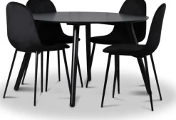 Rosvik matgrupp, matbord med 4 st Carisma sammetsstolar - Svart/Svart + 3.00 x Möbeltassar