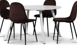 Rosvik matgrupp, matbord med 4 st Carisma sammetsstolar - Vit/Bordeaux