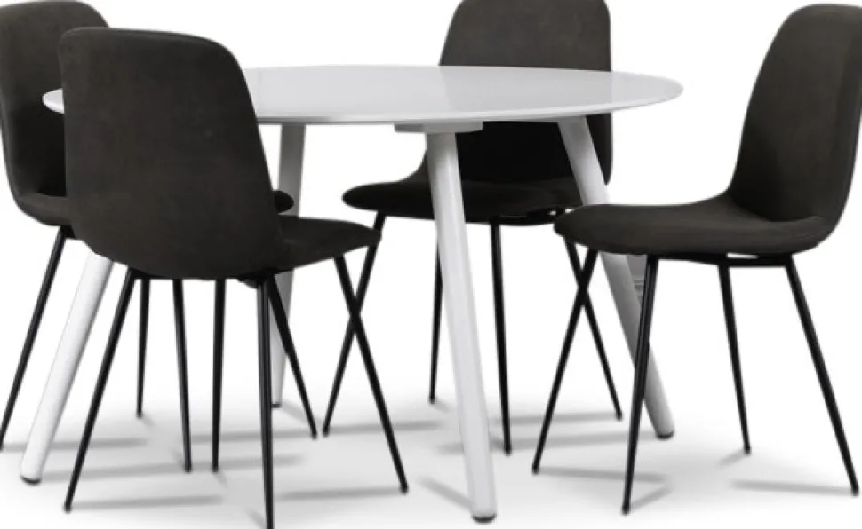 Rosvik matgrupp, matbord med 4 st Smokey matstolar - Vit/Vintage + 4.00 x Stolsdyna