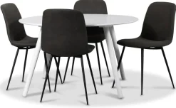 Rosvik matgrupp, matbord med 4 st Smokey matstolar - Vit/Vintage + 4.00 x Stolsdyna