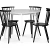 Runt matbord med 4 st svarta pinnstolar + 3.00 x Möbeltassar