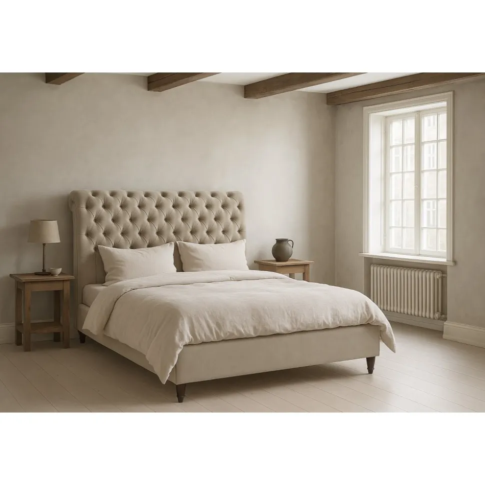 Salomon sängram 160 cm - Gråbeige sammet