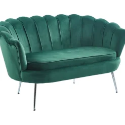 Sammets soffa grön 2-sits - Kingsley + Möbeltassar