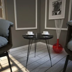 Sandalf sidobord 40 x 40 cm - Svart/vit