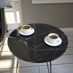 Sandalf sidobord 40 x 40 cm - Svart/vit