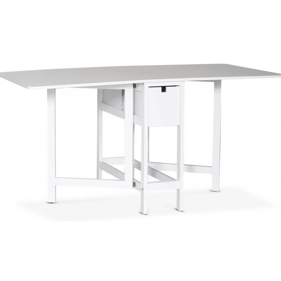 Sandhamn matgrupp; Klaffbord med 4 st Crocket stolar i grått tyg + 4.00 x Stolsdyna