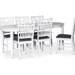 Sandhamn matgrupp; Ovalt matbord med 6 st Sandhamn Gripsholm matstolar + 6.00 x Stolsdyna