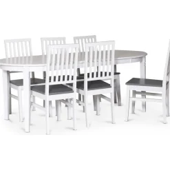 Sandhamn matgrupp; Ovalt matbord med 6 st Fårö matstolar